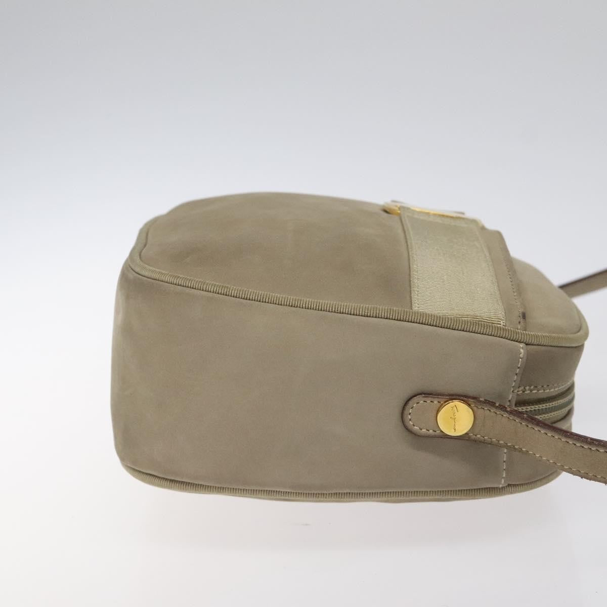 Salvatore Ferragamo Vara Bow Camera Shoulder Bag Suede Beige Suede Shoulder Bag Bag (Pre-Owned)