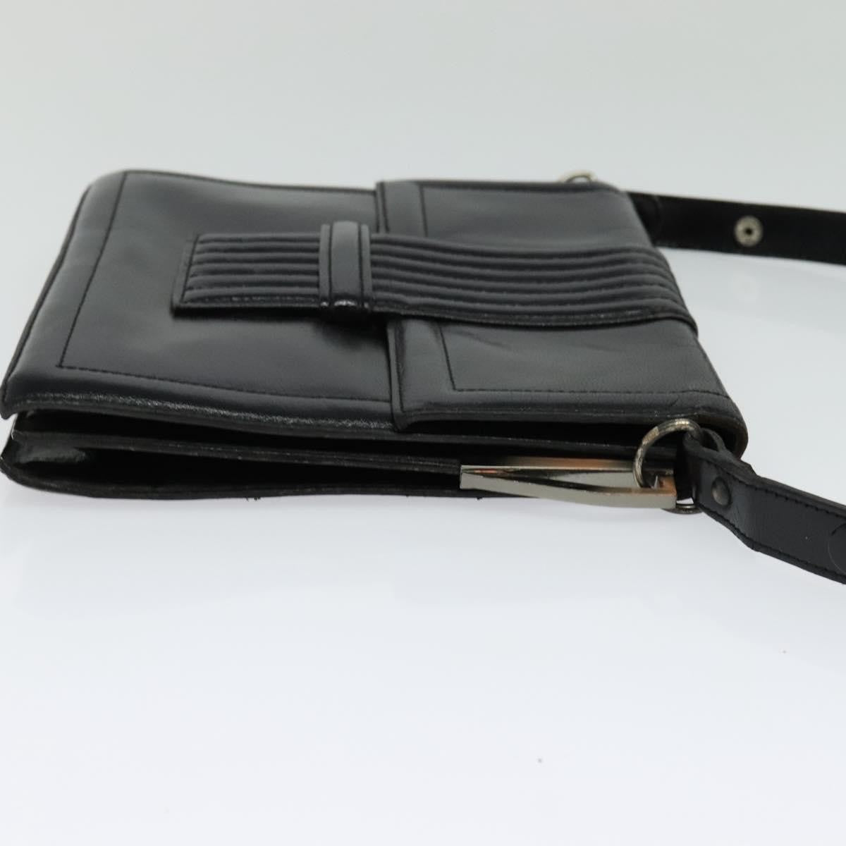 Saint Laurent Vintage Shoulder Bag Leather Black Leather Shoulder Bag Bag (Pre-Owned)