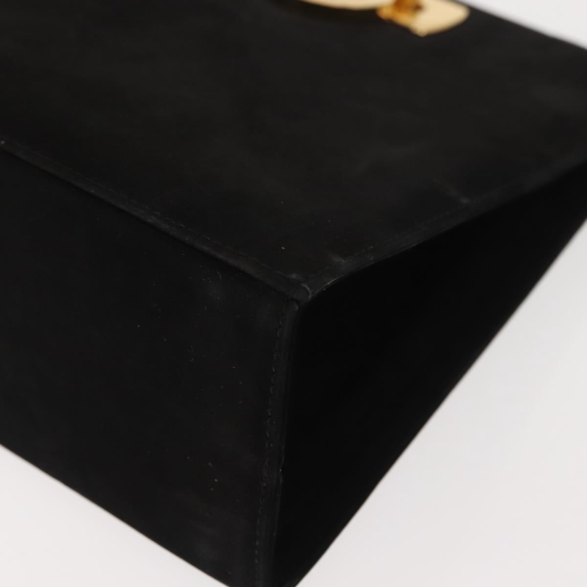 Salvatore Ferragamo Vintage Gancini Chain Shoulder Bag Suede Black Suede Shoulder Bag Bag (Pre-Owned)