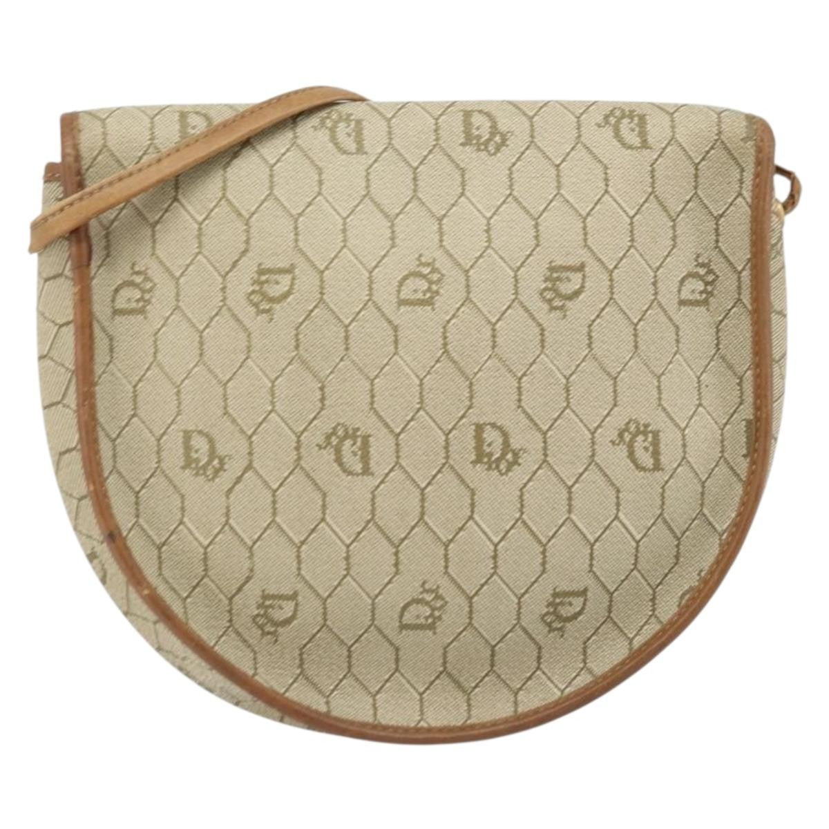 Christian Dior Vintage Honeycomb Shoulder Bag Canvas And Leather Beige Canvas Shoulder Bag Bag (Pre-Owned)