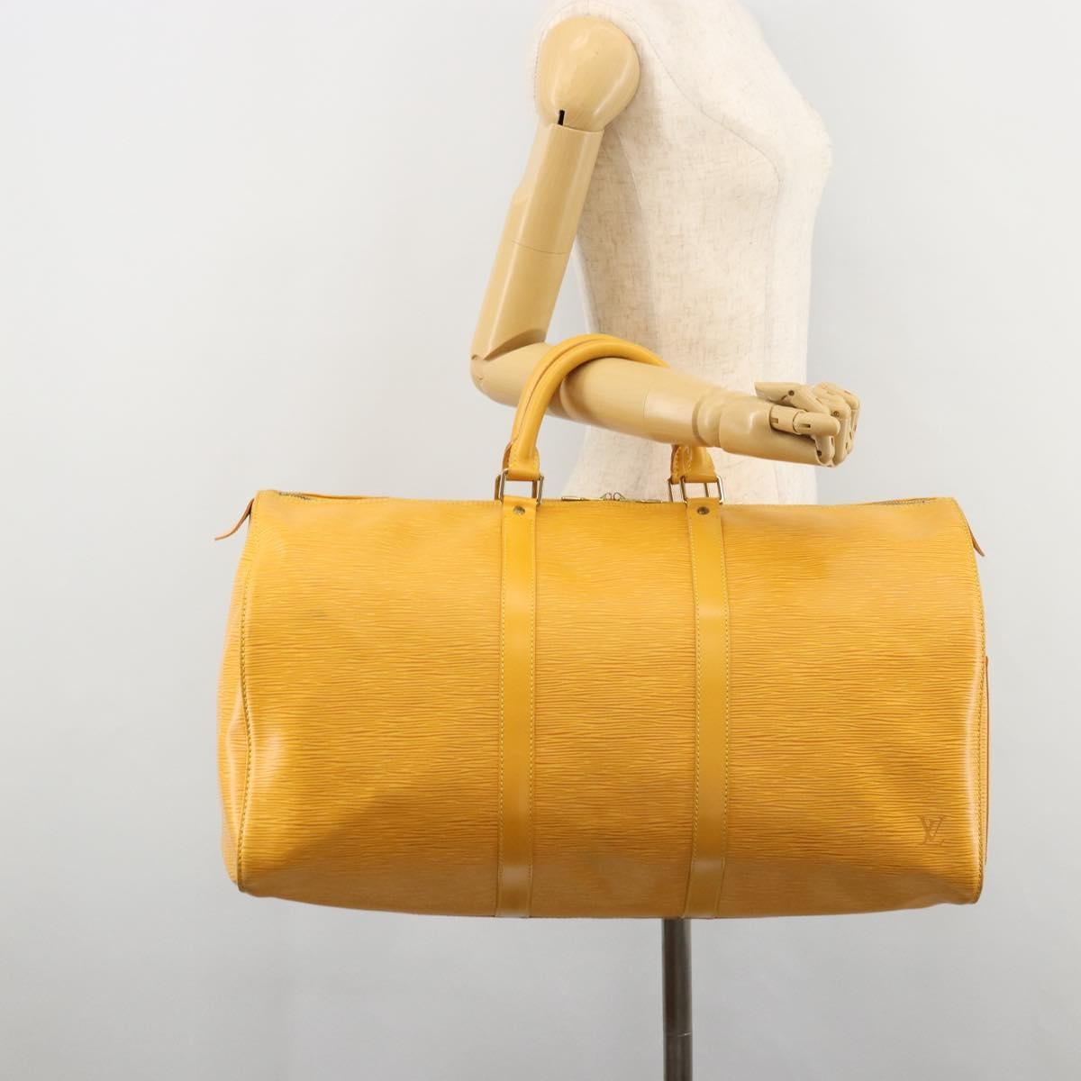 Louis Vuitton Keepall Bag Epi Leather Yellow Leather Travel Bag Bag (Pre-Owned)