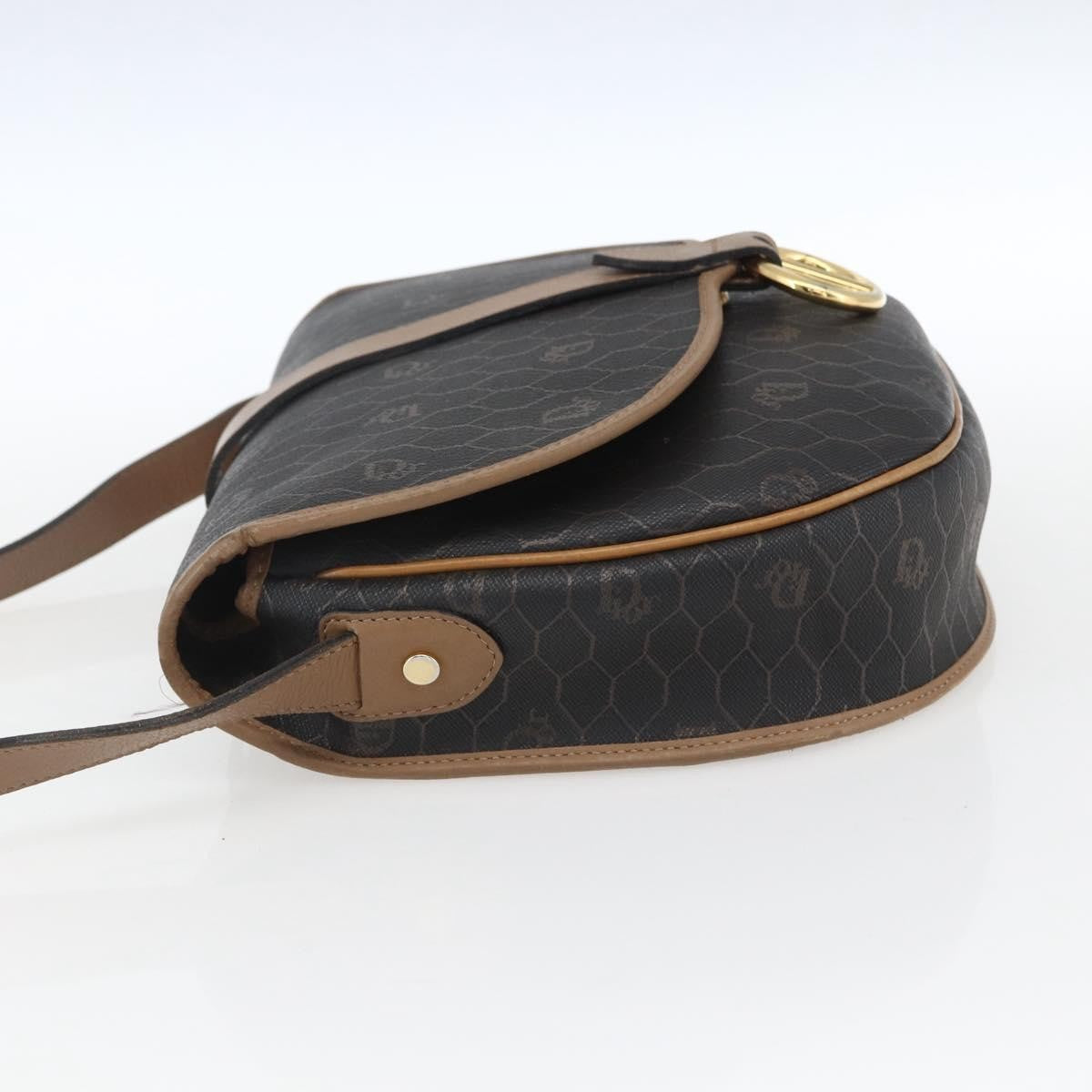 Christian Dior Vintage Honeycomb Shoulder Bag Canvas And Leather Black Canvas Shoulder Bag Bag (Pre-Owned)