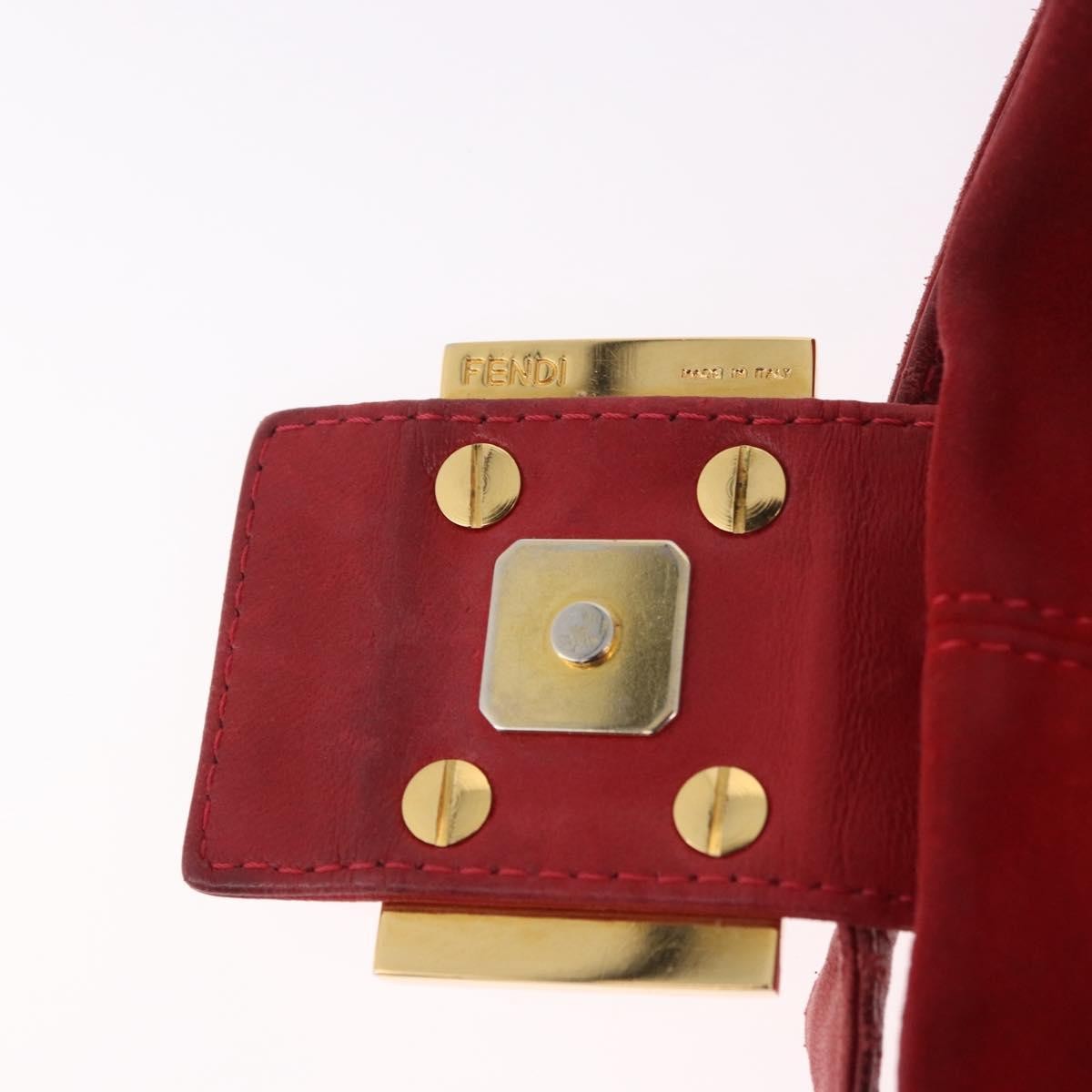 Fendi Baguette Bag Leather Red Suede Shoulder Bag Bag (Pre-Owned)