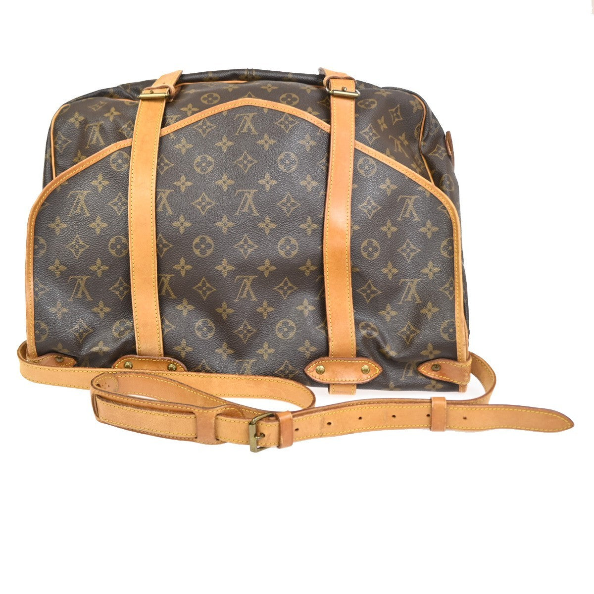 Louis Vuitton Saumur Handbag Monogram Canvas Brown Leather Shoulder Bag Bag (Pre-Owned)