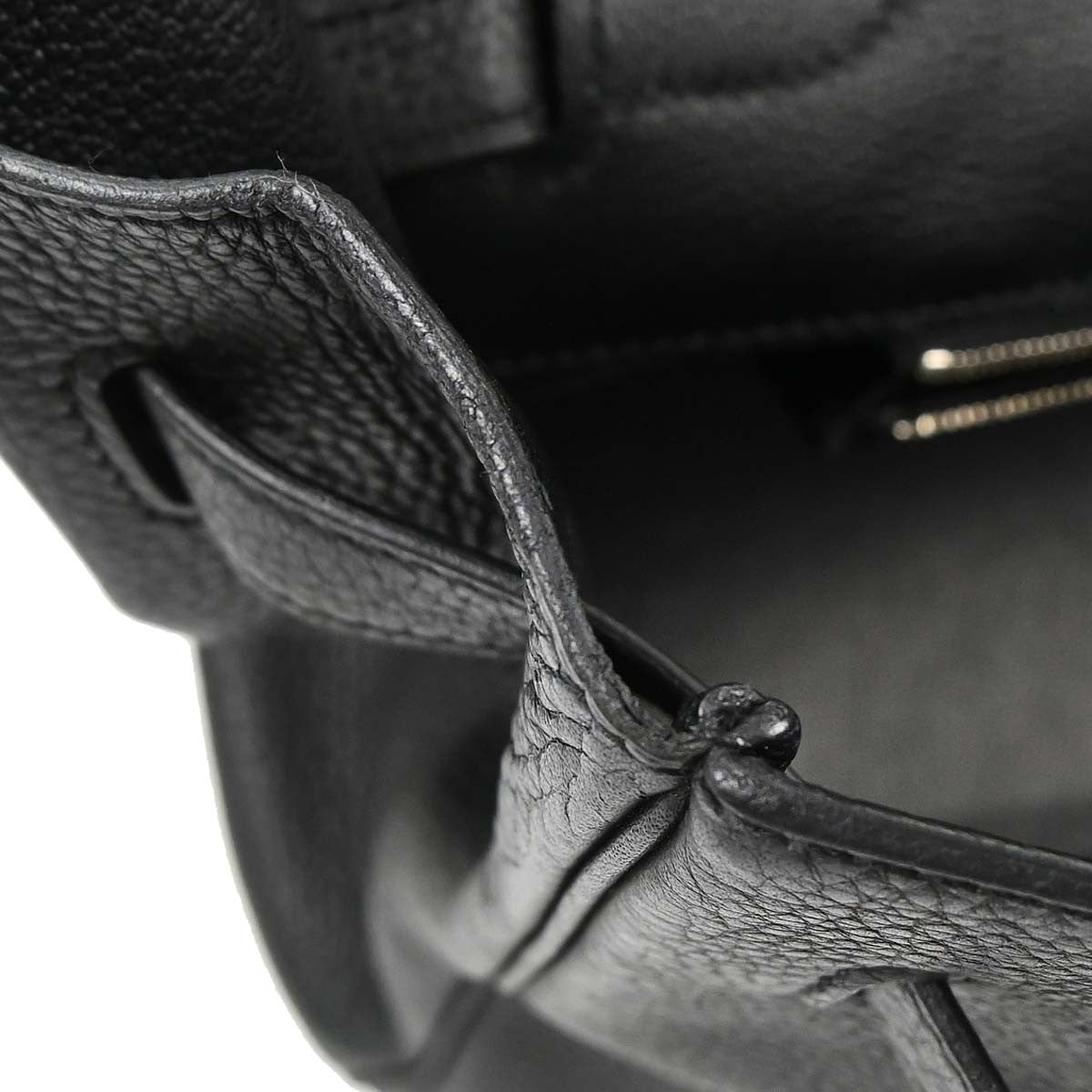 Hermes Birkin Handbag Black Togo With Palladium Hardware Black Leather Handbag (Pre-Owned)