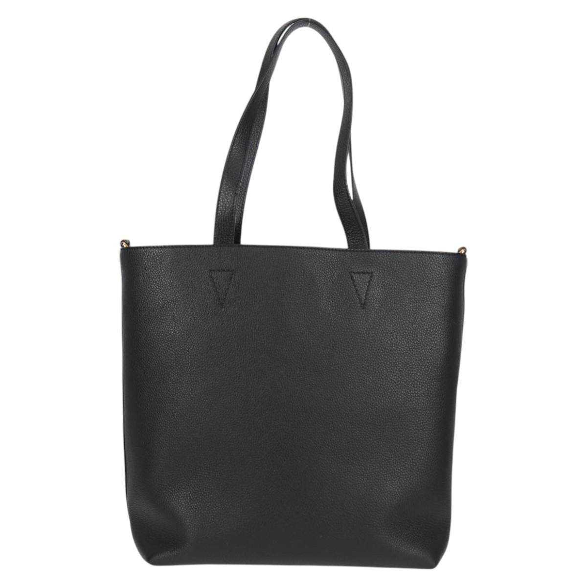 Versace Medusa Tote Leather Black Leather Tote Bag Bag (Pre-Owned)