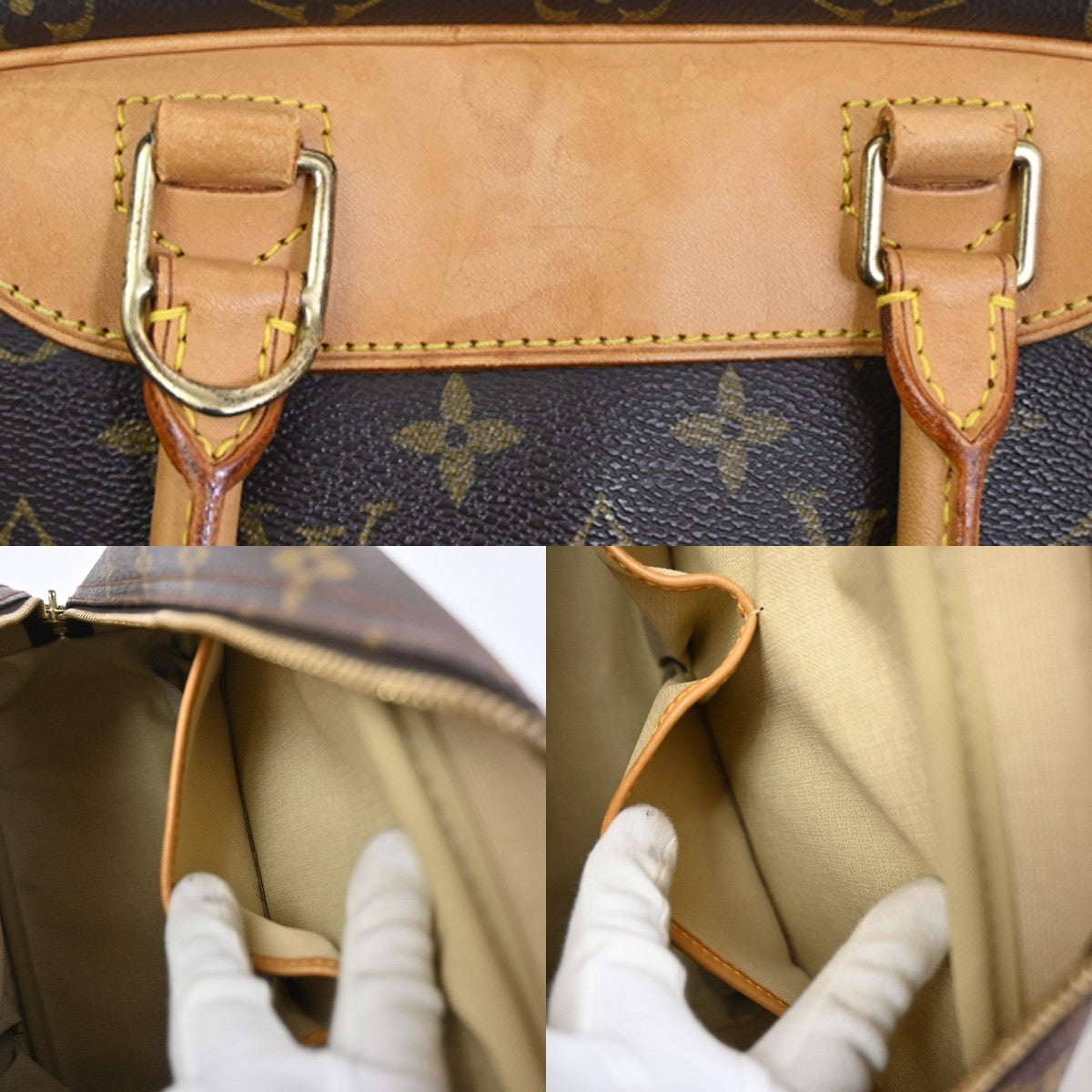 Louis Vuitton Deauville Handbag Monogram Canvas Brown Canvas Handbag (Pre-Owned)