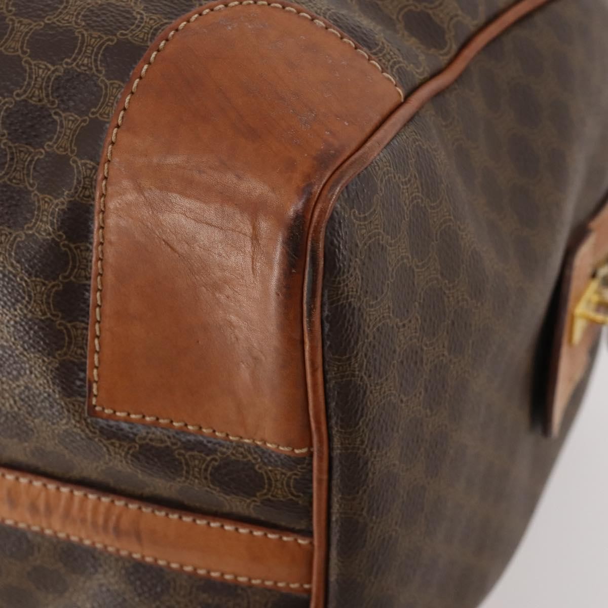 Celine Vintage Duffle Bag Macadam Coated Canvas Brown Canvas Travel Bag Bag (Pre-Owned)
