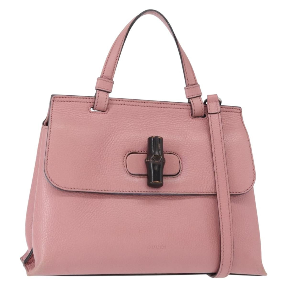Gucci Bamboo Daily Top Handle Bag Leather Pink Leather Handbag (Pre-Owned)