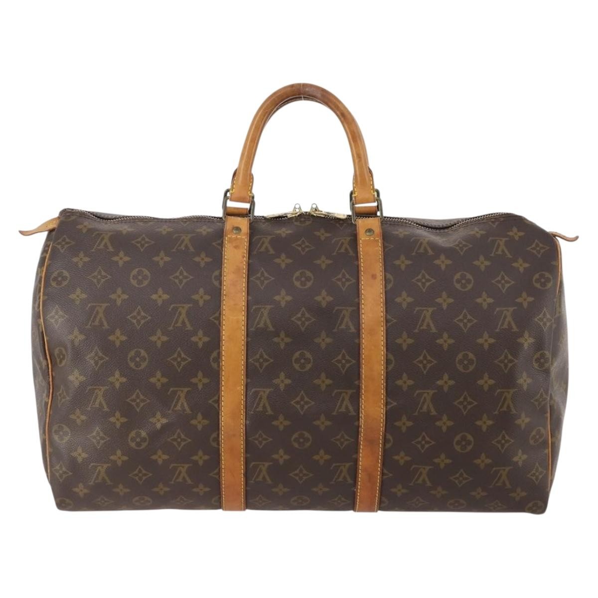 Louis Vuitton Keepall Bag Monogram Canvas Brown Canvas Travel Bag Bag (Pre-Owned)