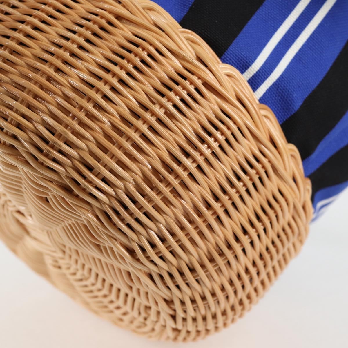 Prada Drawstring Bucket Bag Canvas And Wicker Blue Canvas Handbag (Pre-Owned)