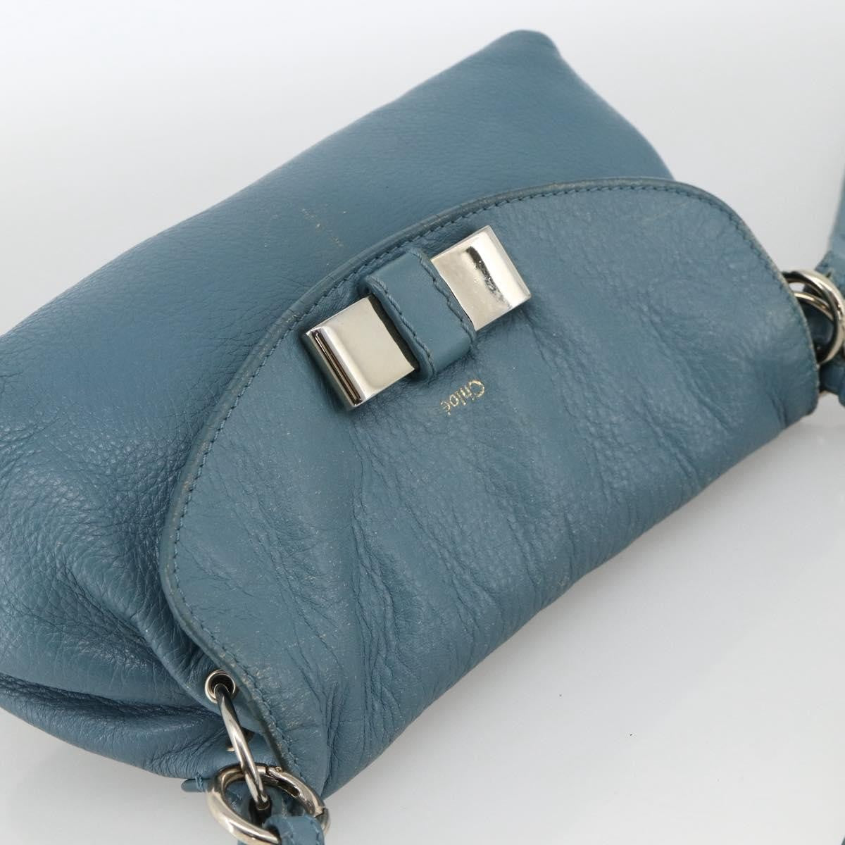 Chloe Lily Handbag Leather Blue Leather Handbag (Pre-Owned)