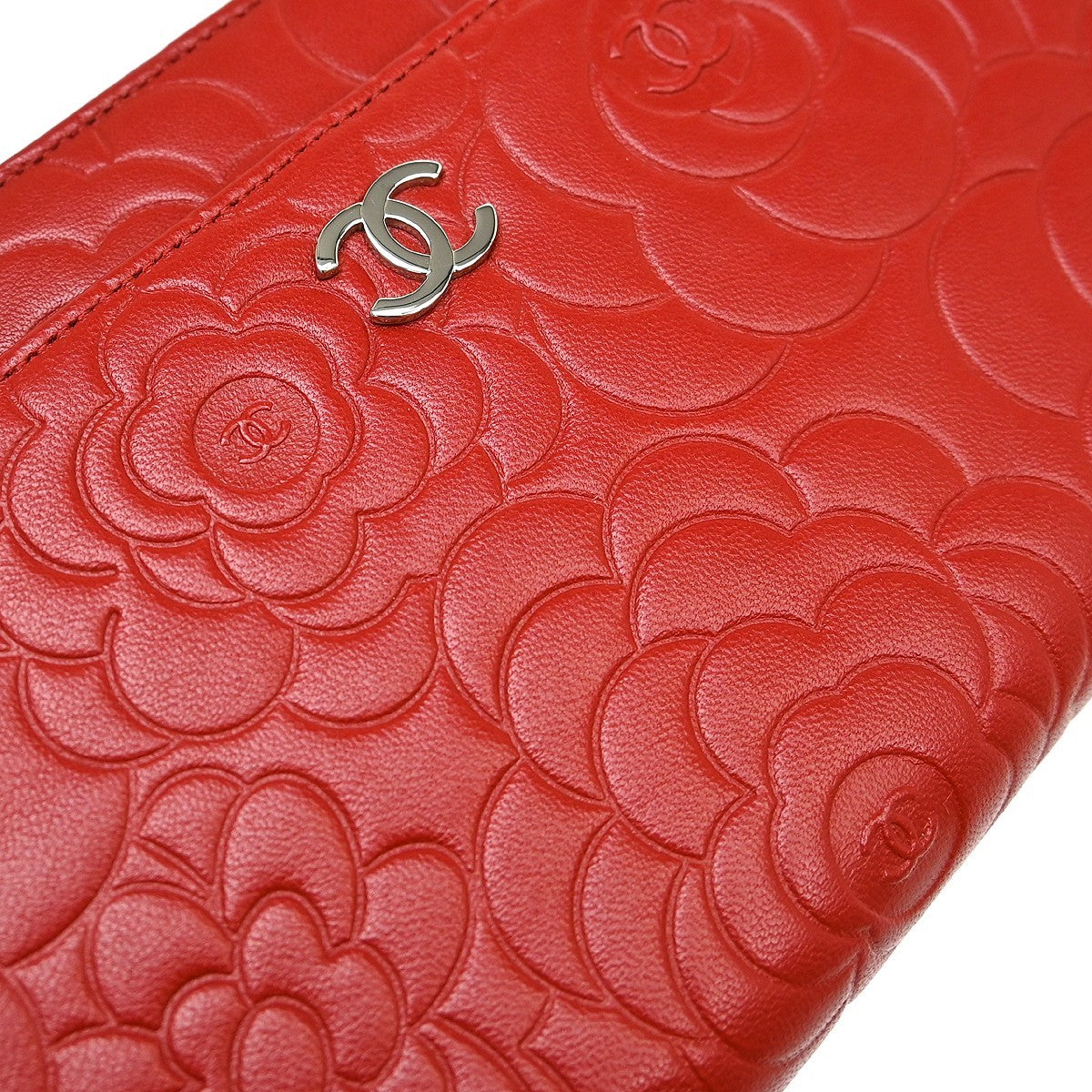 Chanel Wallet On Chain Camellia Lambskin Red Leather Clutche & Pouche Bag (Pre-Owned)