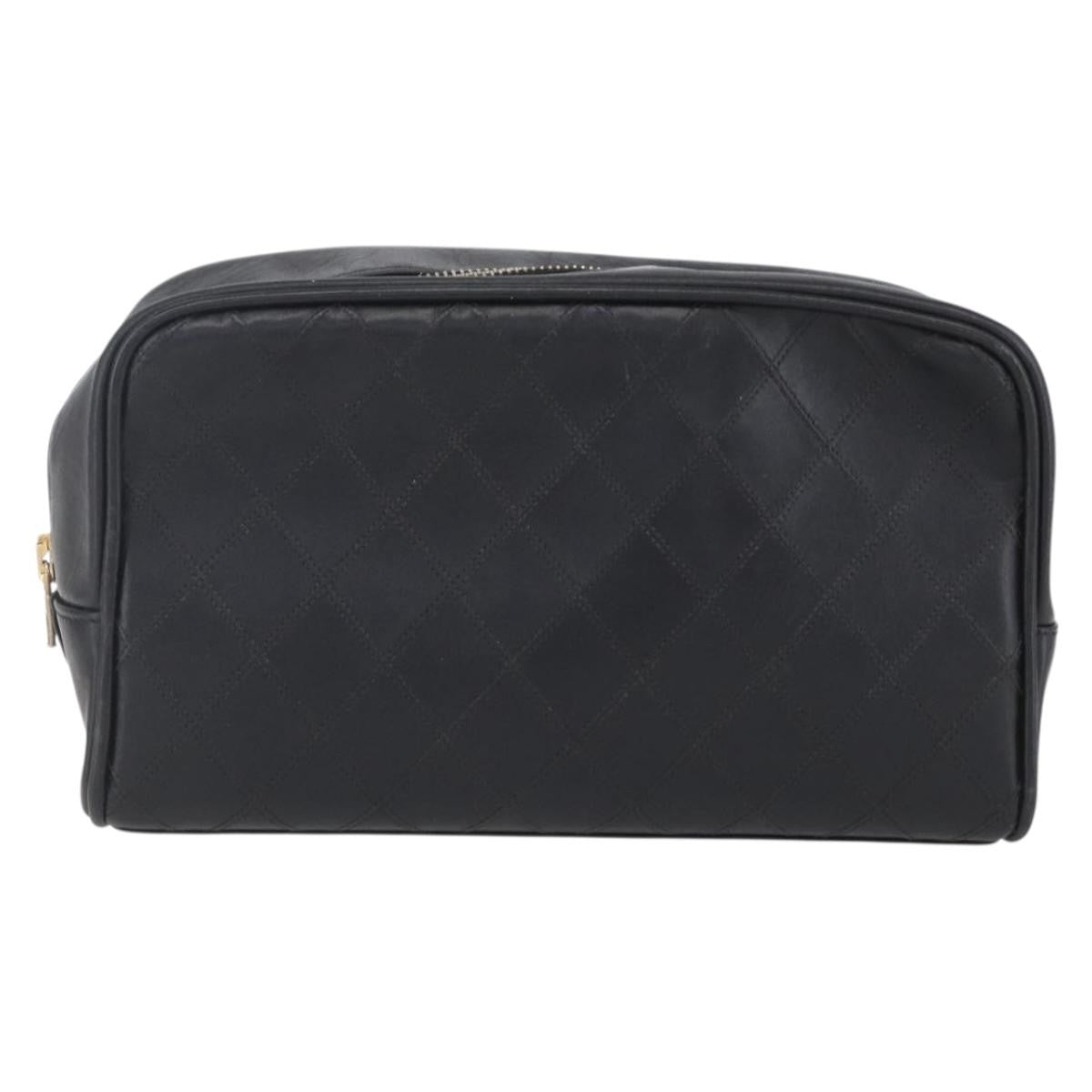 Chanel Vintage Toiletry Pouch Leather Black Patent_Leather Clutche & Pouche Bag (Pre-Owned)