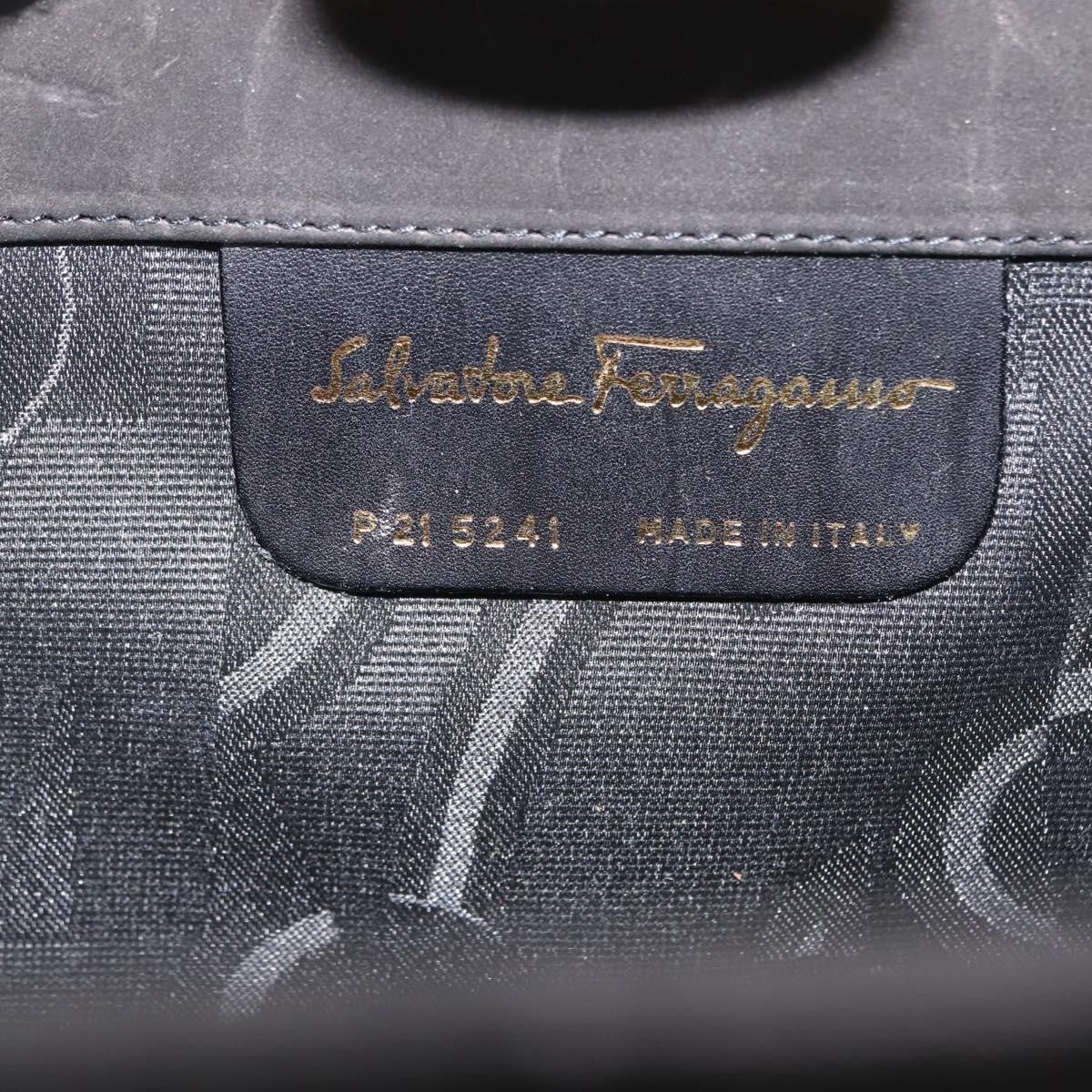 Salvatore Ferragamo Vintage Gancini Chain Shoulder Bag Suede Black Suede Shoulder Bag Bag (Pre-Owned)