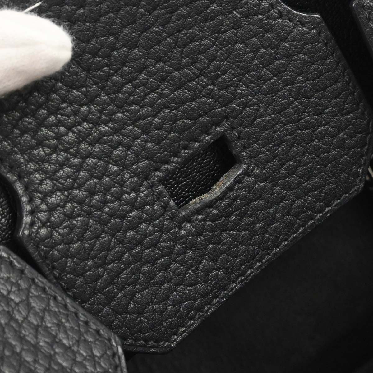 Hermes Hac Birkin Bag Black Fjord With Palladium Hardware Black Leather Handbag (Pre-Owned)