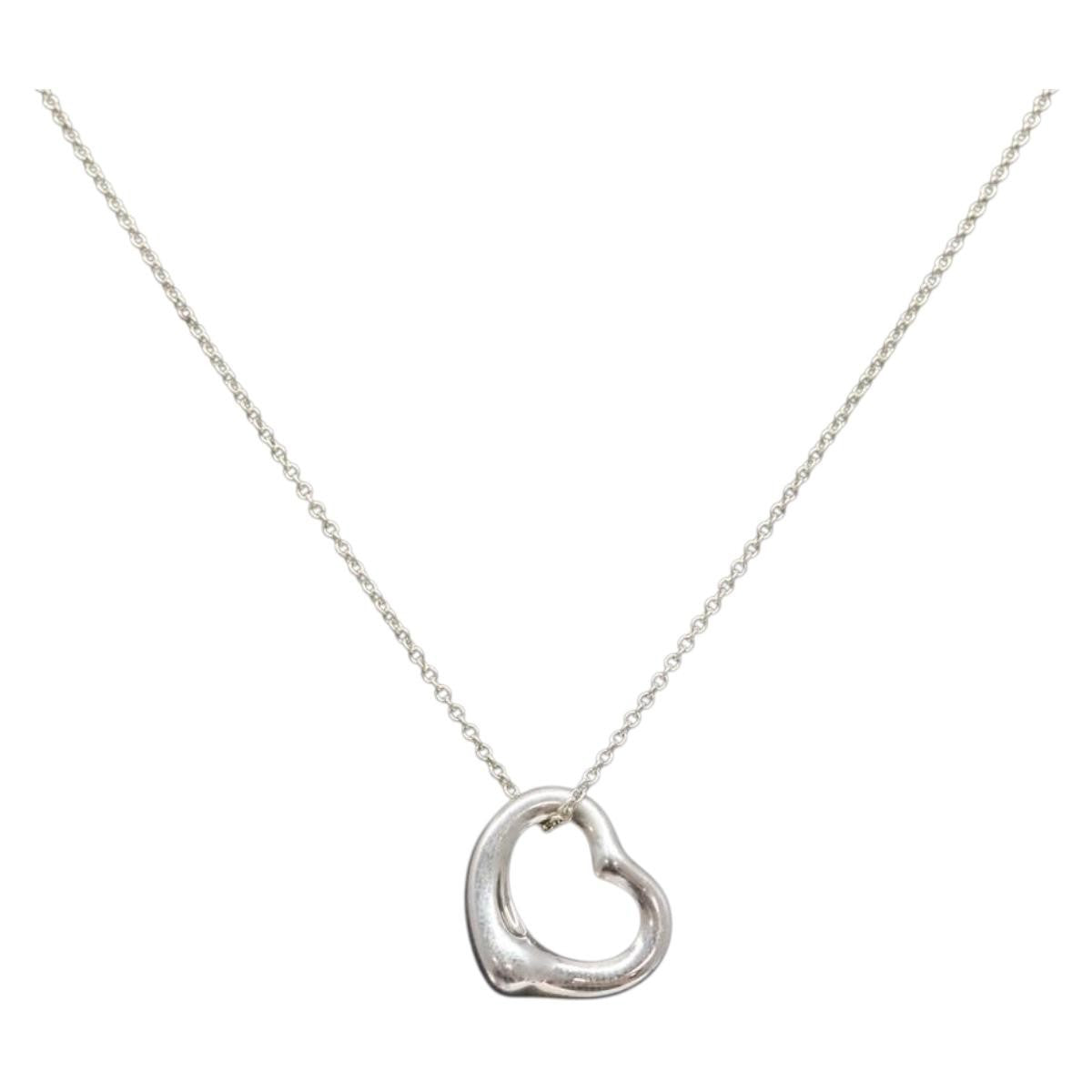 Tiffany & Co. Elsa Peretti Open Heart Pendant Necklace Sterling Silver Silver Silver Necklace Jewelry (Pre-Owned)