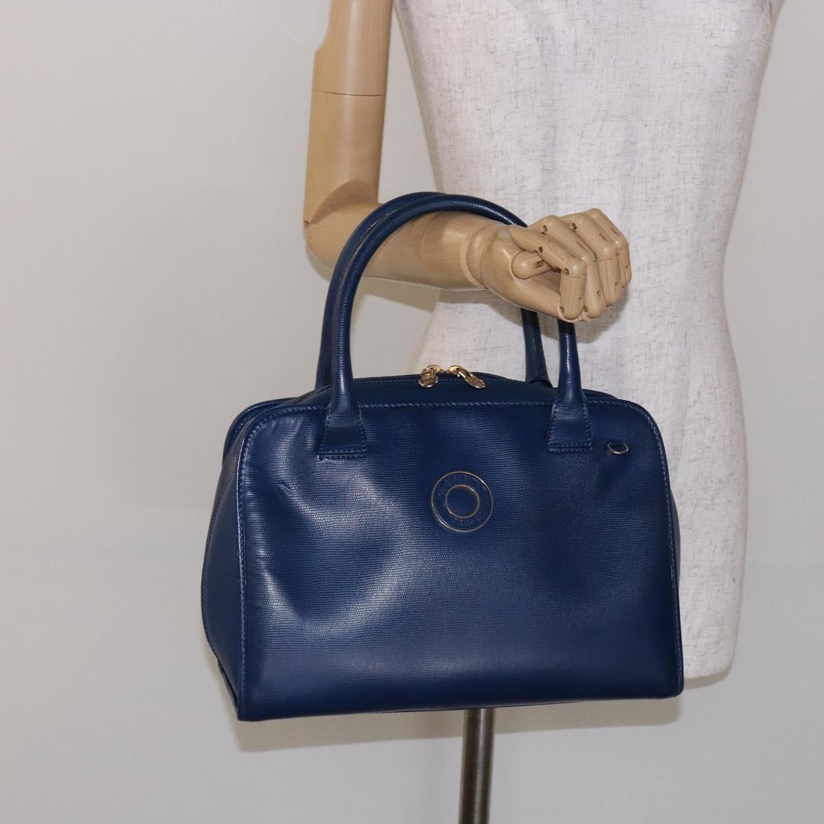 Celine Circle Logo Handbag Leather Blue Leather Bag (Pre-Owned)