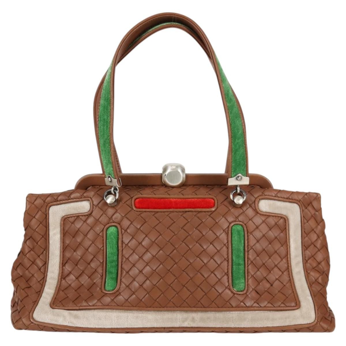 Bottega Veneta Intrecciato Leather Brown Leather Handbag (Pre-Owned)