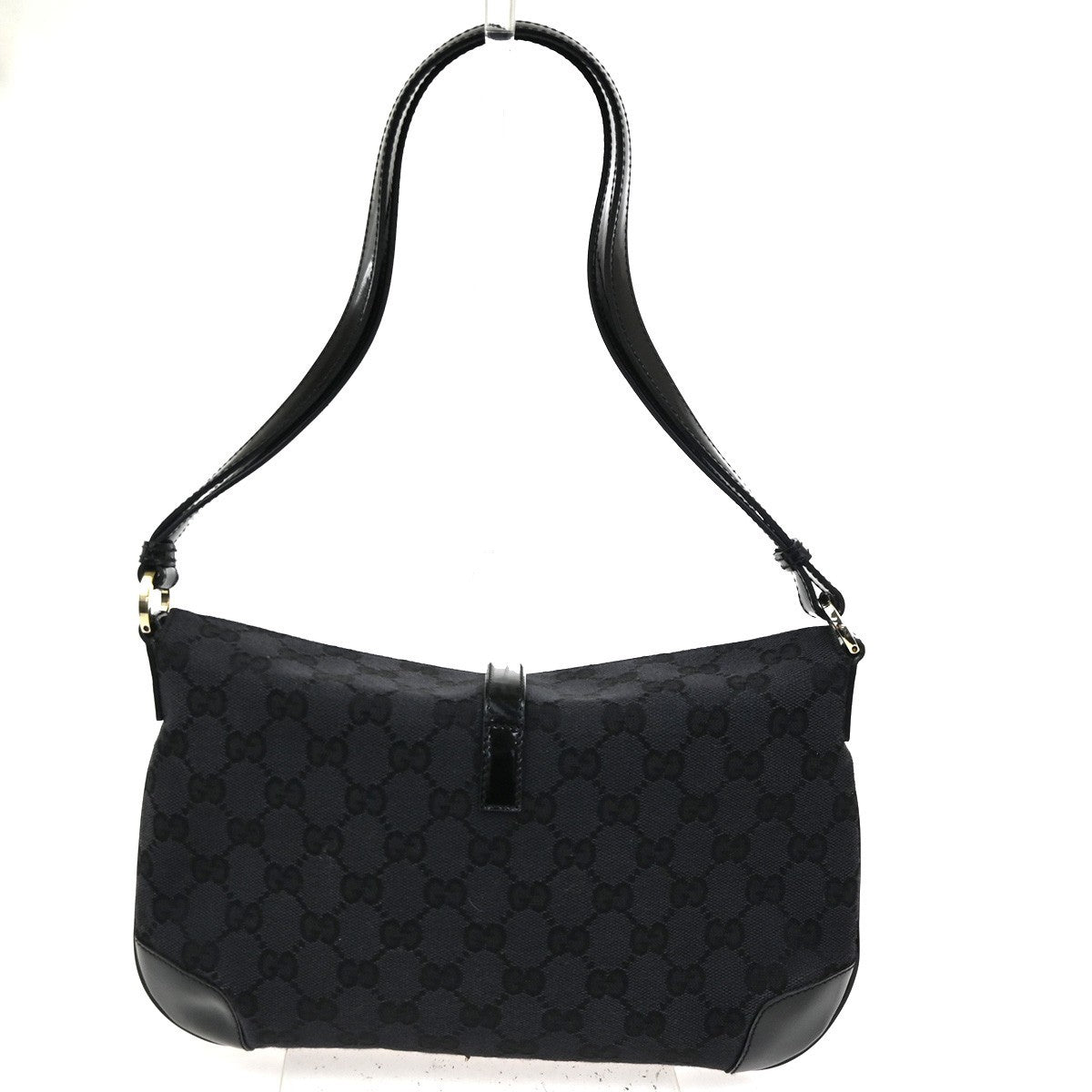Gucci Vintage Shoulder Bag Monogram Canvas Black Patent_Leather Shoulder Bag Bag (Pre-Owned)