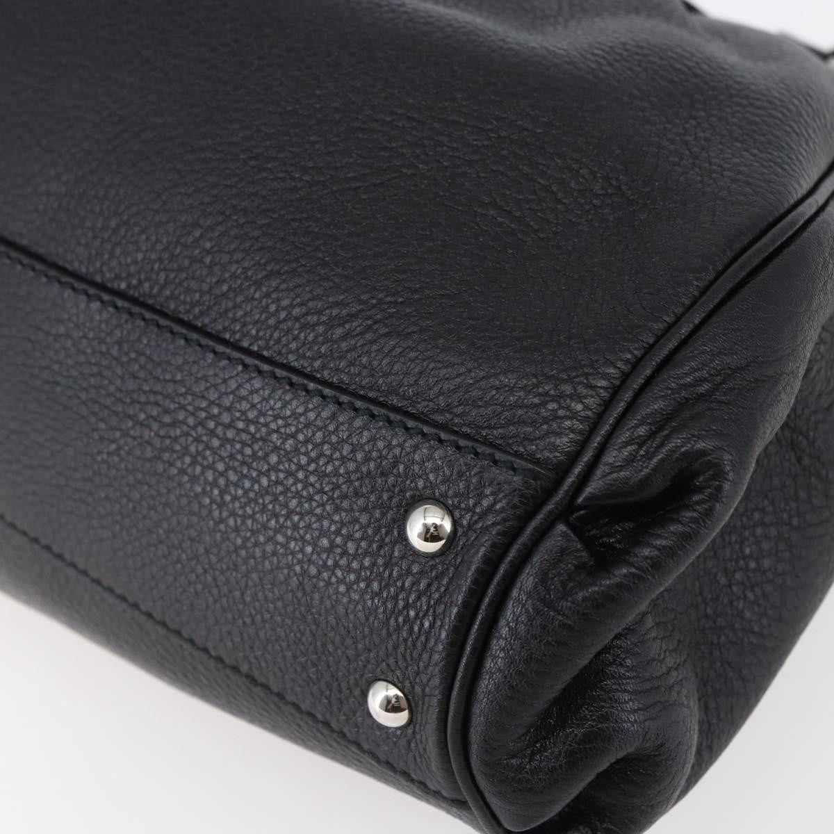 Salvatore Ferragamo Gancini Tote Leather Black Leather Tote Bag Bag (Pre-Owned)