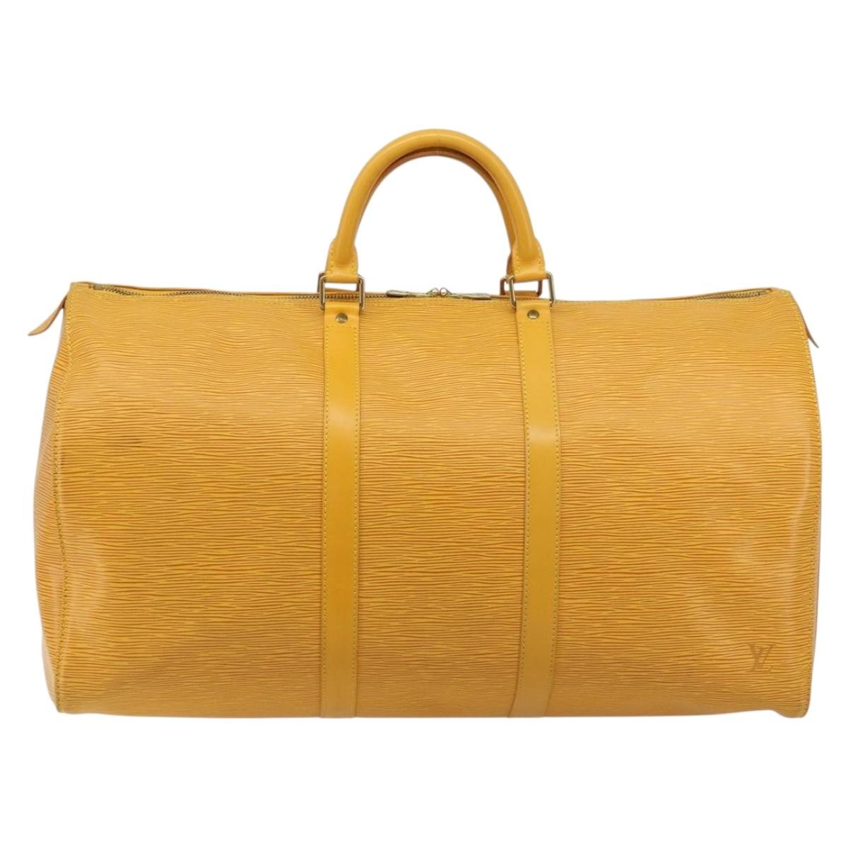 Louis Vuitton Keepall Bag Epi Leather Yellow Leather Travel Bag Bag (Pre-Owned)