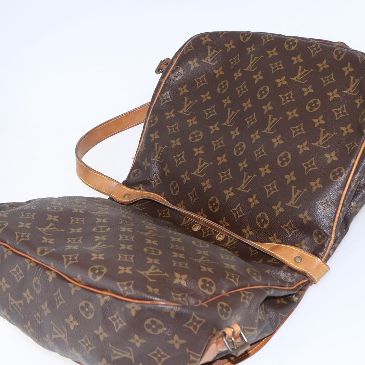 Louis Vuitton Saumur Handbag Monogram Canvas Brown Canvas Shoulder Bag Bag (Pre-Owned)
