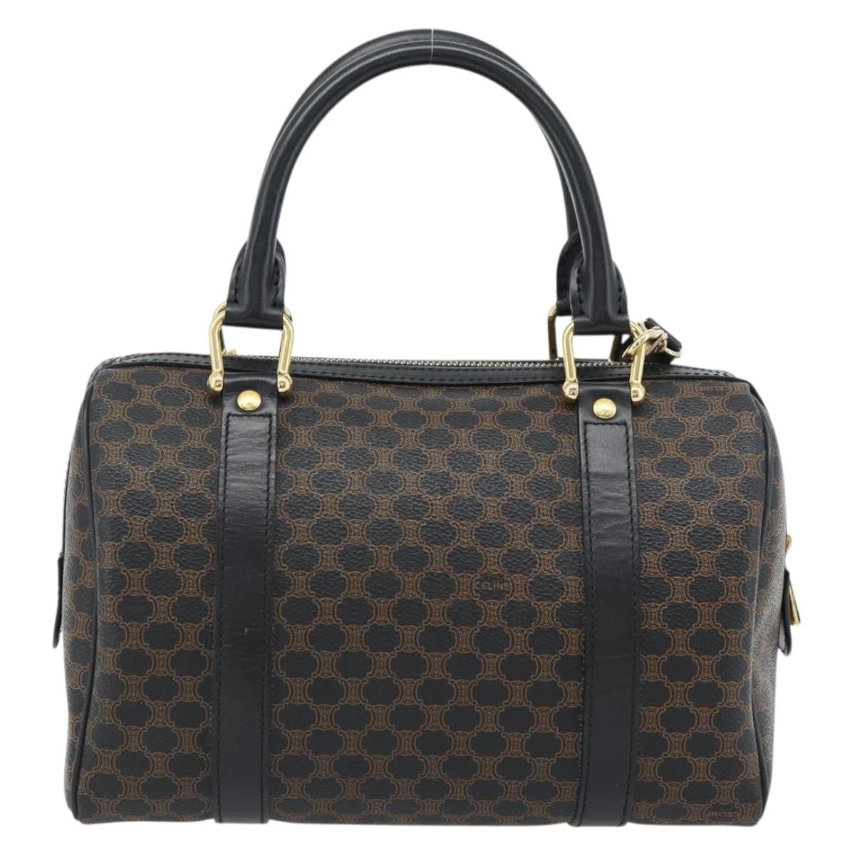 Celine Macadam Handbag Macadam With Leather Black Canvas Handbag (Pre-Owned)