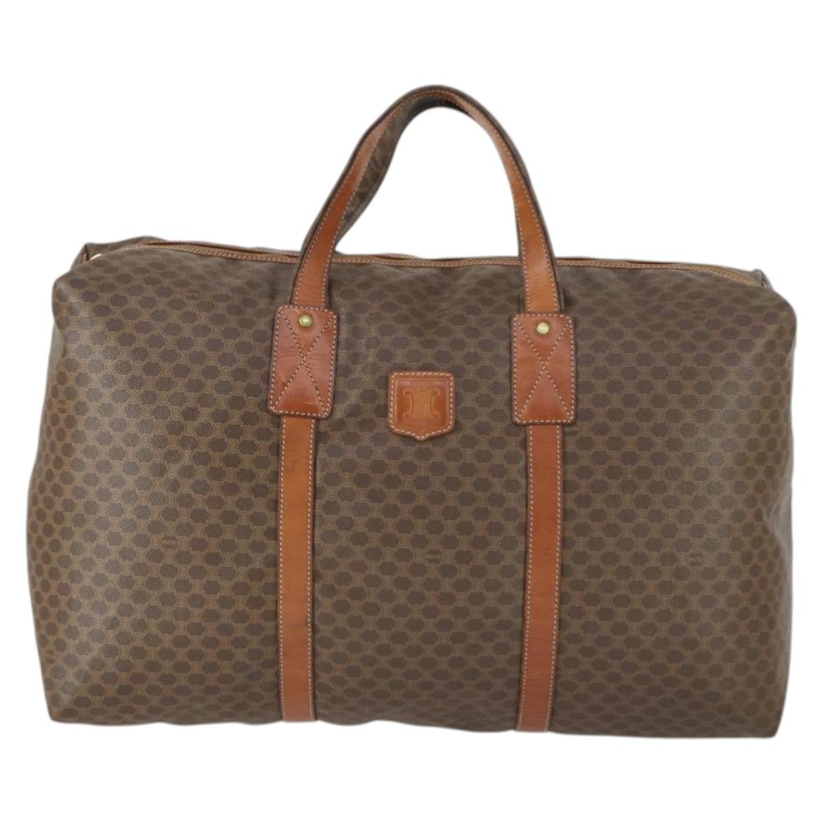 Celine Vintage Macadam Boston Bag Canvas And Leather Brown Canvas Travel Bag Bag (Pre-Owned)