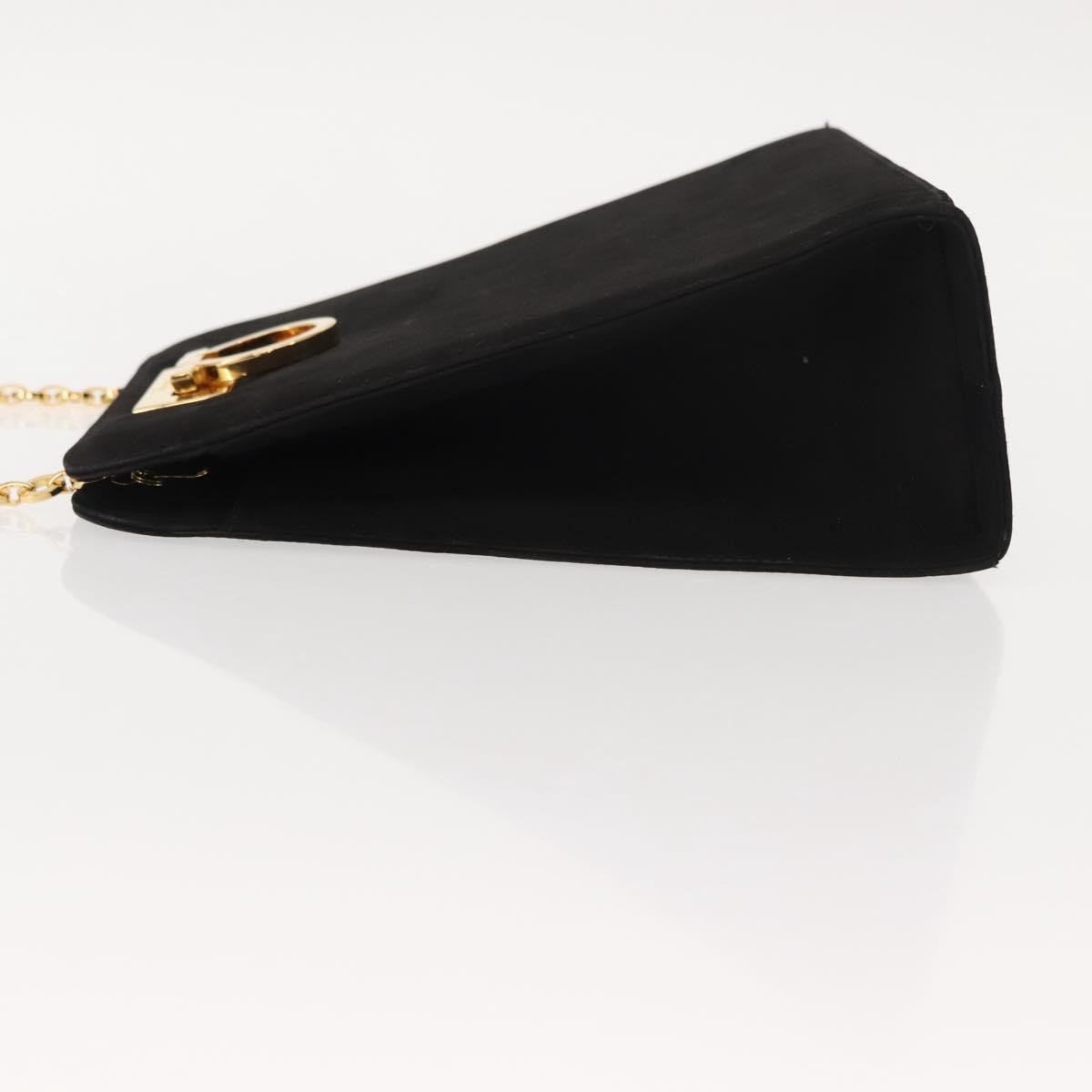 Salvatore Ferragamo Vintage Gancini Chain Shoulder Bag Suede Black Suede Shoulder Bag Bag (Pre-Owned)