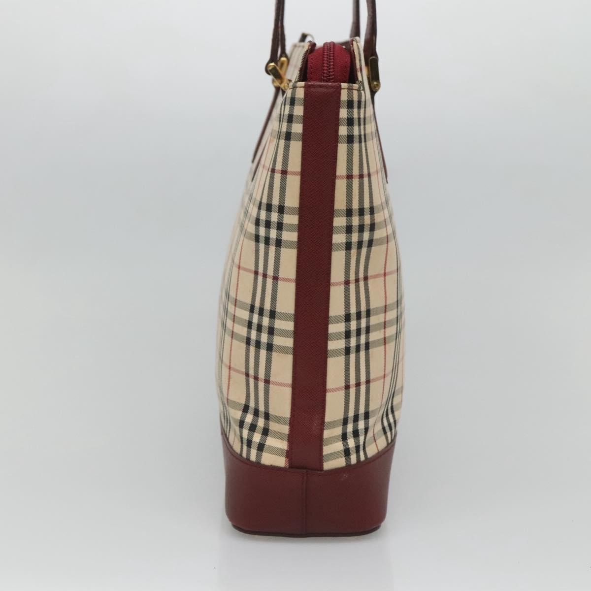 Burberry Nova Check Tote Canvas And Leather Beige Canvas Tote Bag Bag (Pre-Owned)