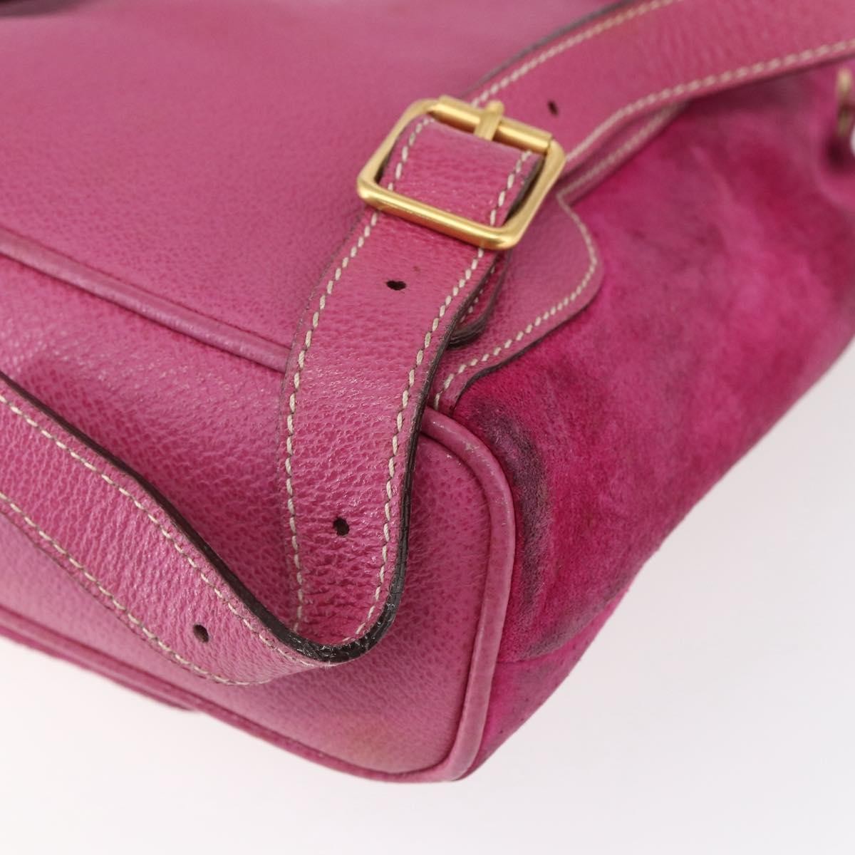 Gucci Vintage Bamboo Backpack Suede Pink Suede Backpack Bag (Pre-Owned)