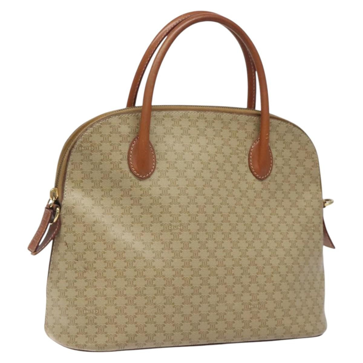 Celine Vintage Macadam Handbag Canvas And Leather Beige Canvas Handbag (Pre-Owned)
