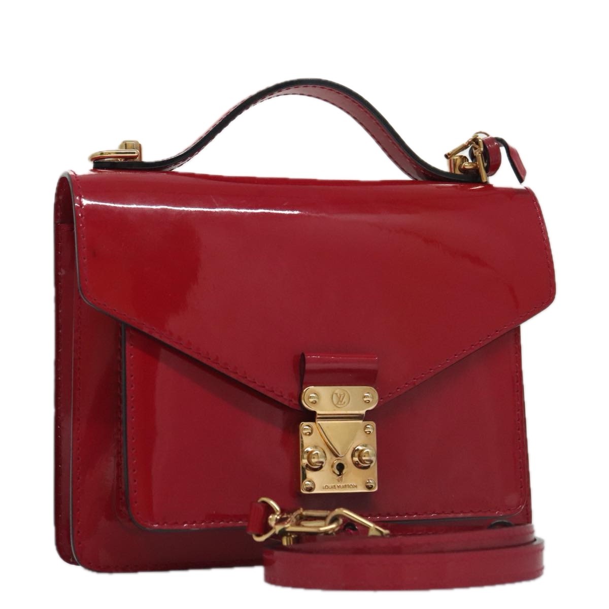 Louis Vuitton Monceau Handbag Vernis Red Patent_Leather Handbag (Pre-Owned)