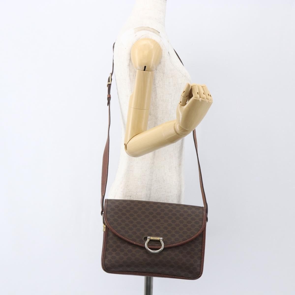 Celine Vintage Macadam Shoulder Bag Canvas Brown Canvas Shoulder Bag Bag (Pre-Owned)