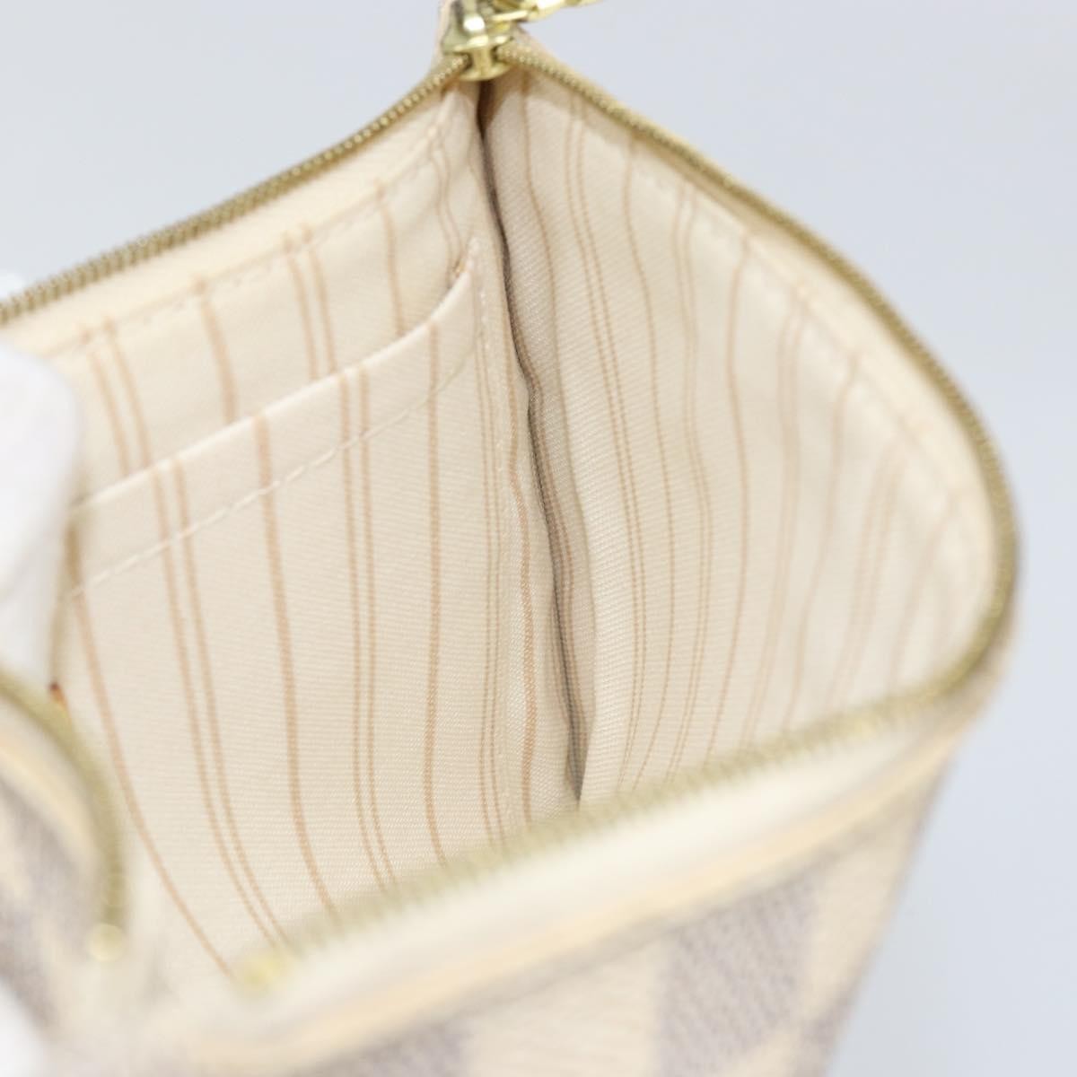 Louis Vuitton Neverfull Pochette Damier White Canvas Clutche & Pouche Bag (Pre-Owned)