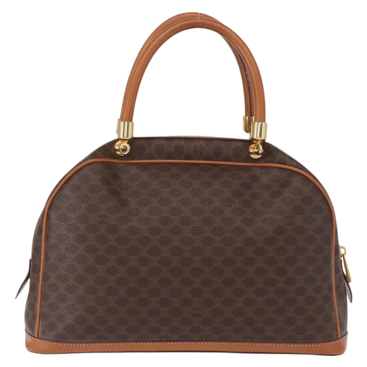 Celine Vintage Macadam Handbag Canvas And Leather Brown Canvas Handbag (Pre-Owned)