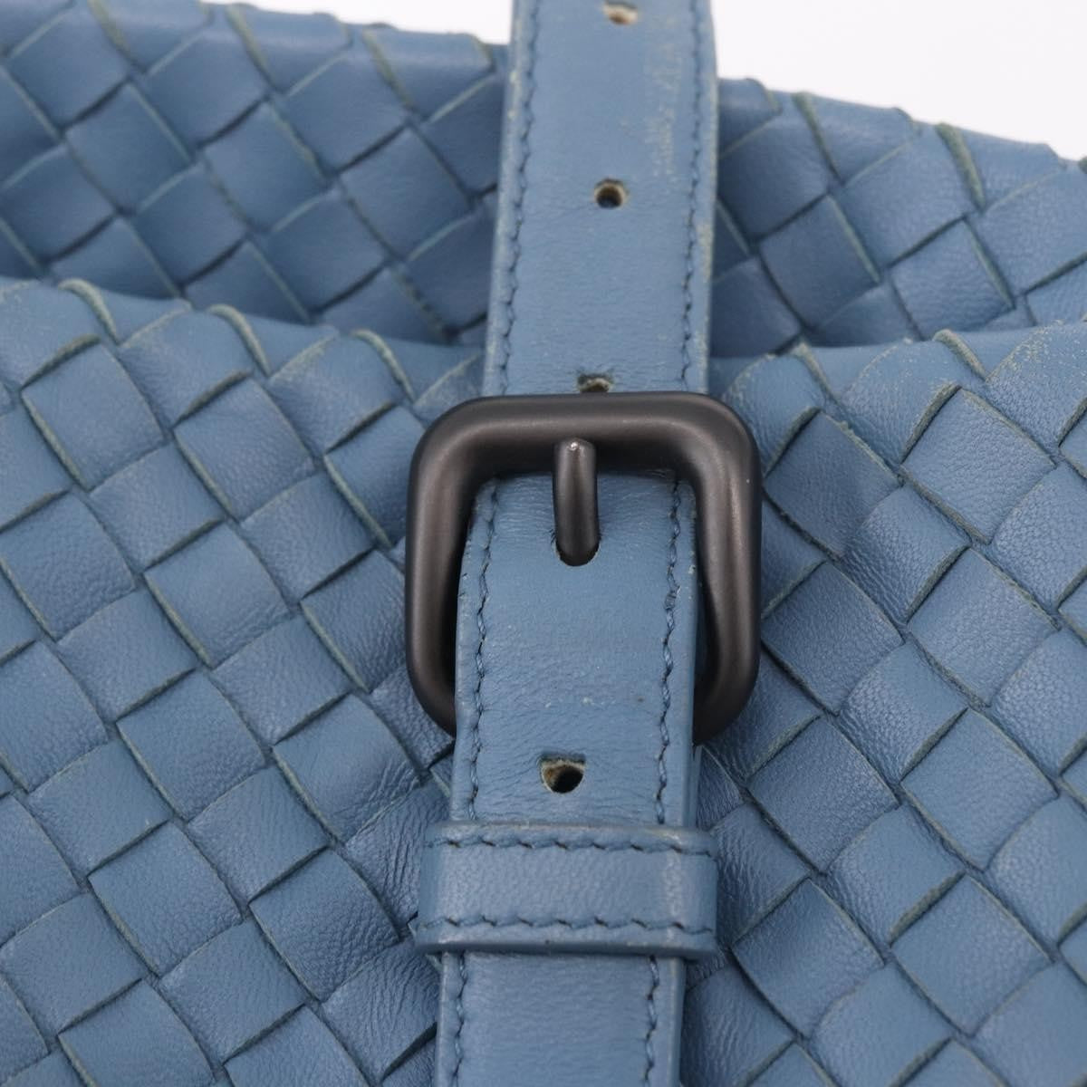 Bottega Veneta Intrecciato Tote Leather Blue Leather Tote Bag Bag (Pre-Owned)