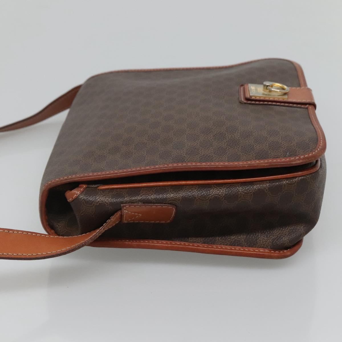 Celine Vintage Macadam Shoulder Bag Canvas And Leather Brown Canvas Shoulder Bag Bag (Pre-Owned)