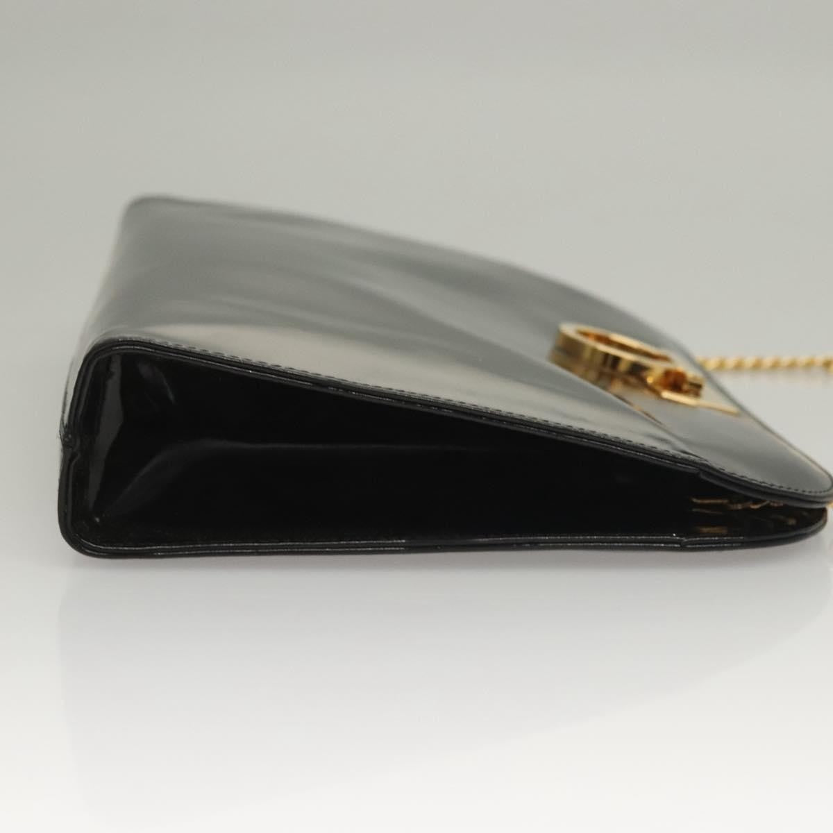 Salvatore Ferragamo Vintage Gancini Chain Shoulder Bag Patent Leather Black Patent_Leather Shoulder Bag Bag (Pre-Owned)