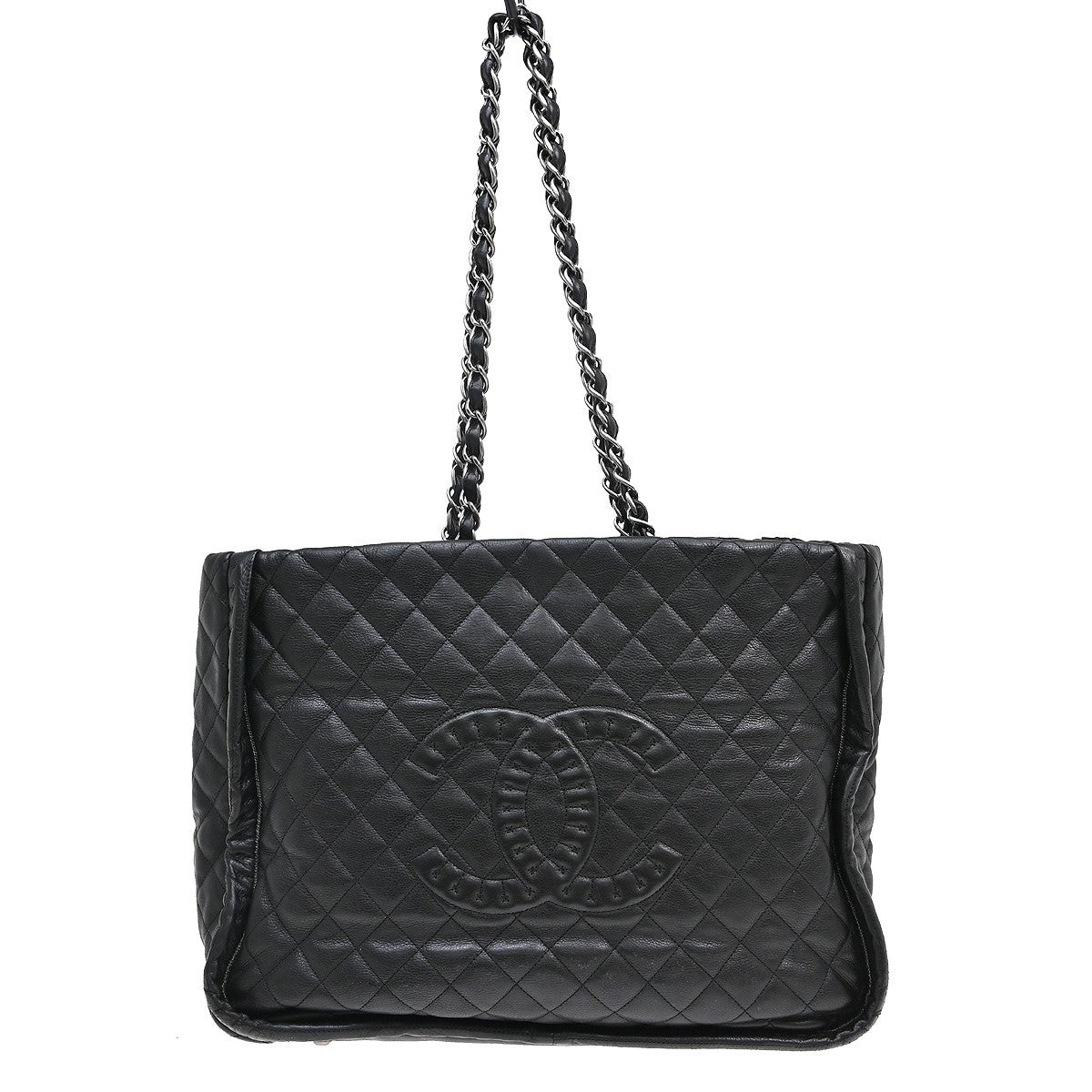 Chanel Istanbul Tote Quilted Leather Black Leather Tote Bag Bag (Pre-Owned)