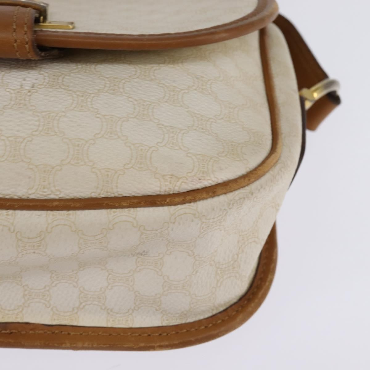 Celine Vintage Macadam Shoulder Bag Canvas And Leather Ecru Canvas Shoulder Bag Bag (Pre-Owned)