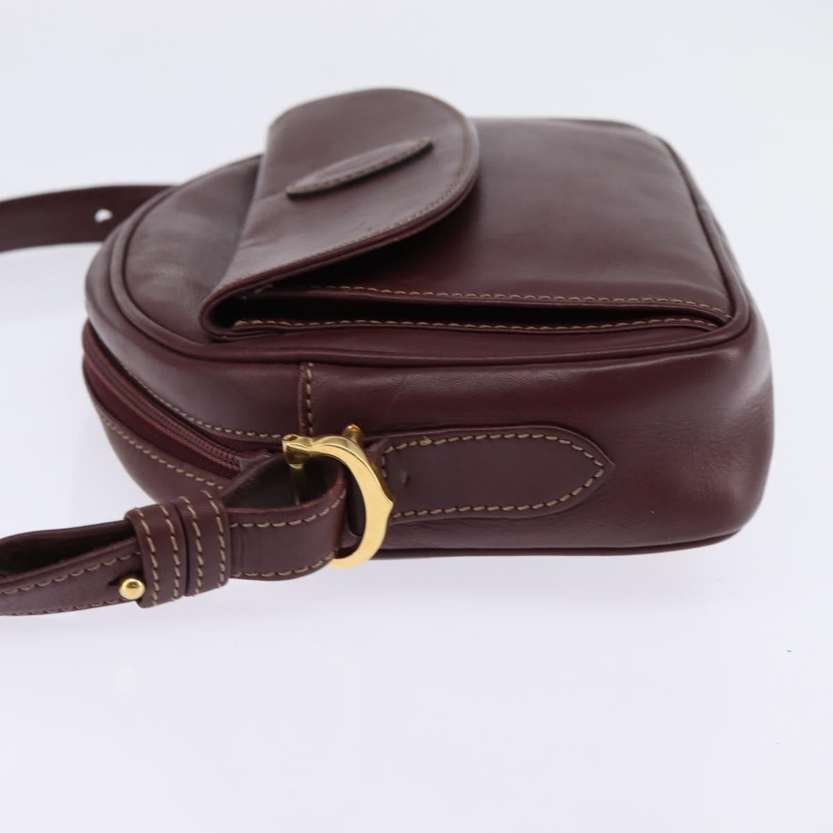 Cartier Must De Cartier Shoulder Bag Leather Burgundy Leather Shoulder Bag Bag (Pre-Owned)
