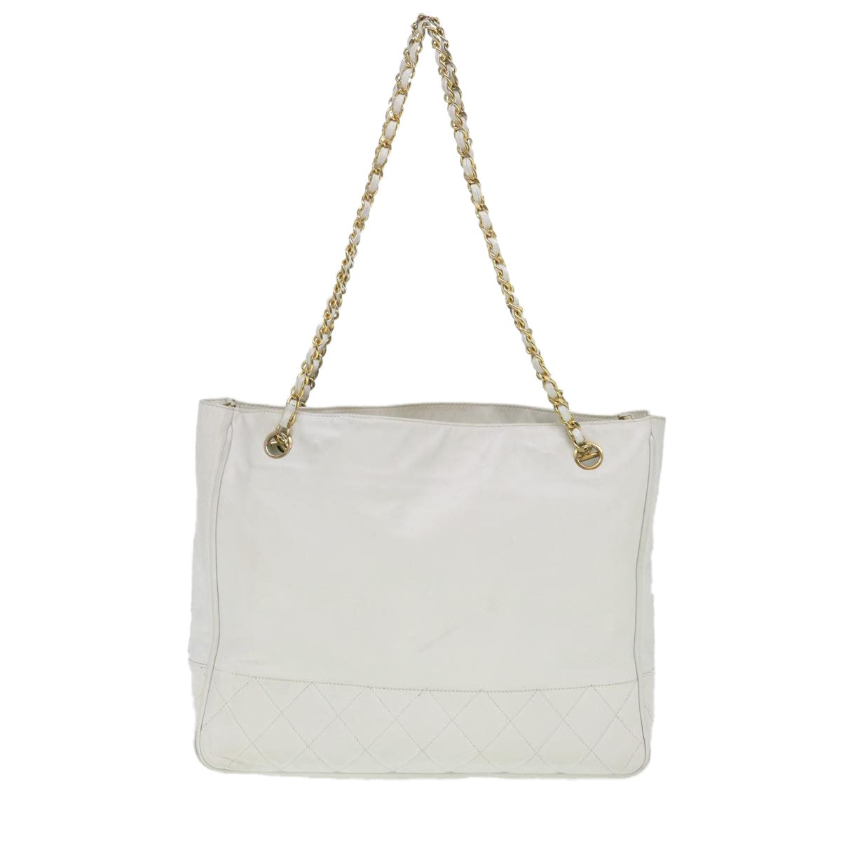 Chanel Vintage Shopping Tote Lambskin White Leather Shoulder Bag Bag (Pre-Owned)