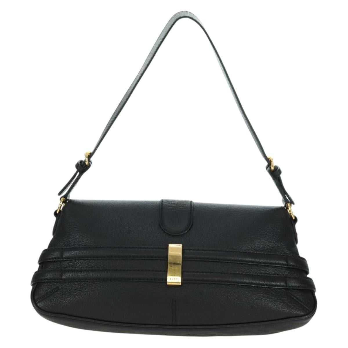 Gucci Horsebit Shoulder Bag Gg Canvas And Leather Black Leather Shoulder Bag Bag (Pre-Owned)