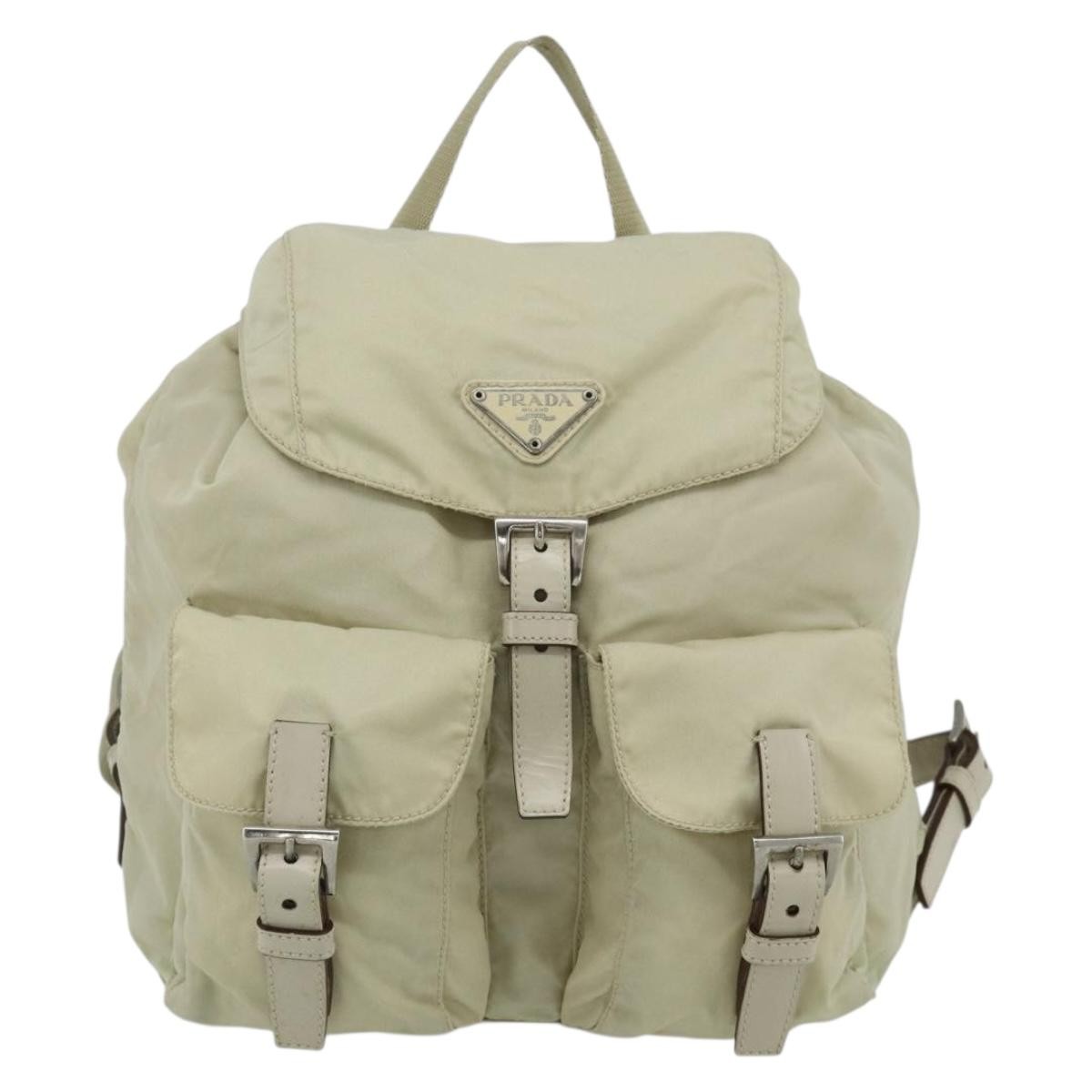 Prada Sac À Dos Re-Nylon Nylon Beige Nylon Backpack Bag (Pre-Owned)