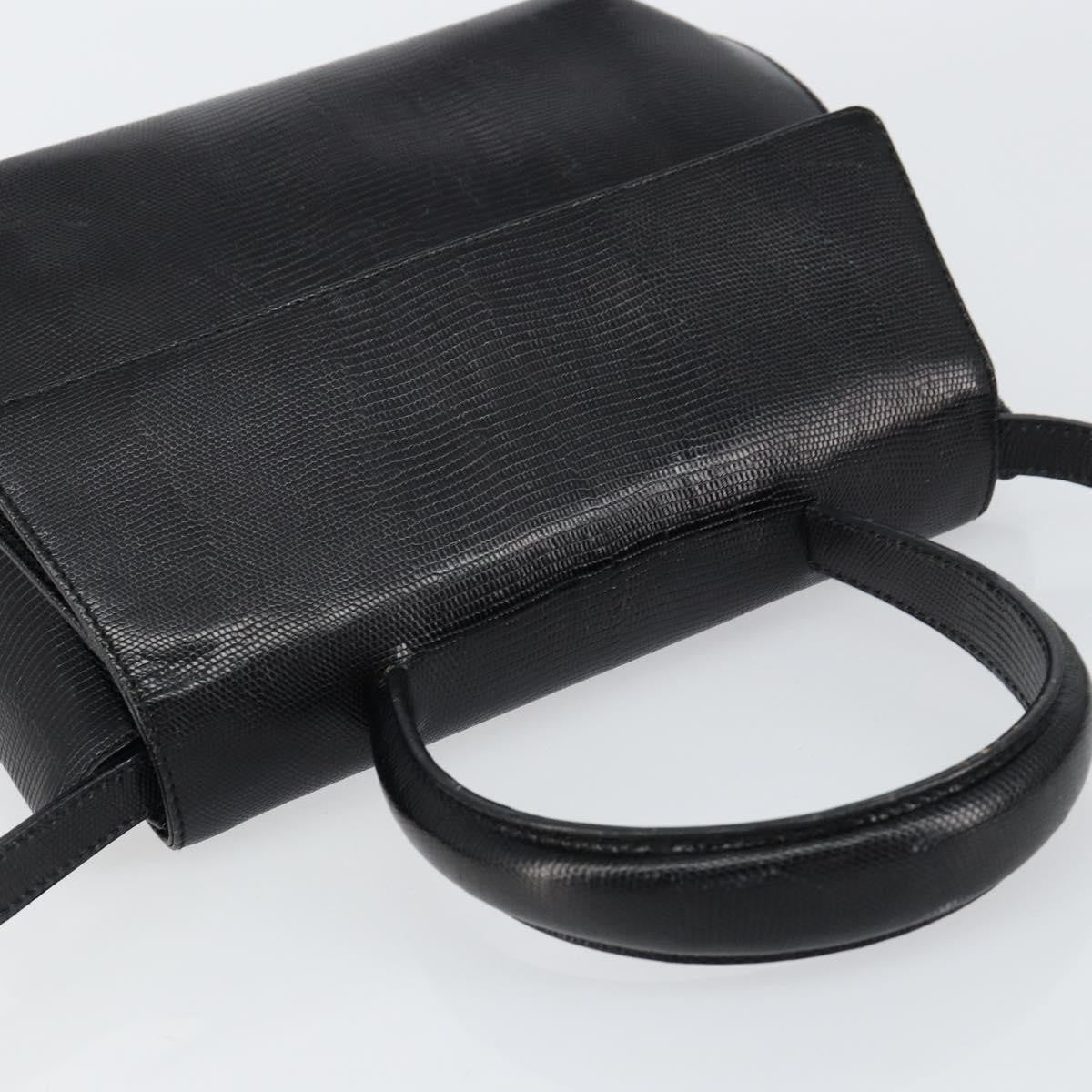 Salvatore Ferragamo Vintage Handbag Leather Black Leather Handbag (Pre-Owned)