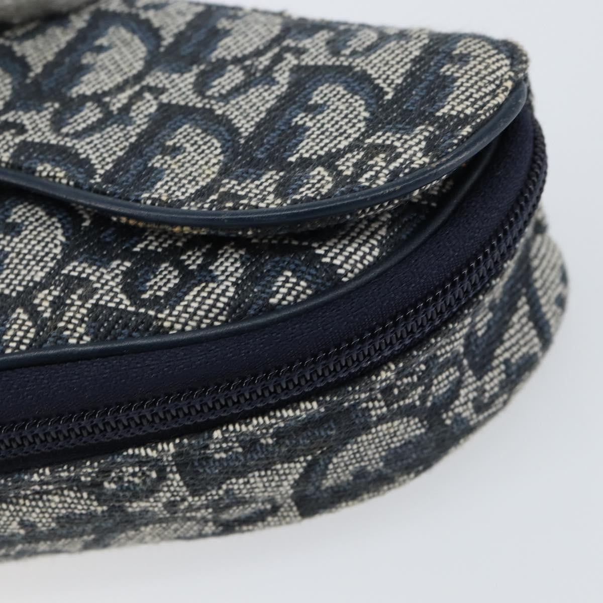 Christian Dior Vintage Saddle Coin Purse Diorissimo Canvas Navy Canvas Clutche & Pouche Bag (Pre-Owned)
