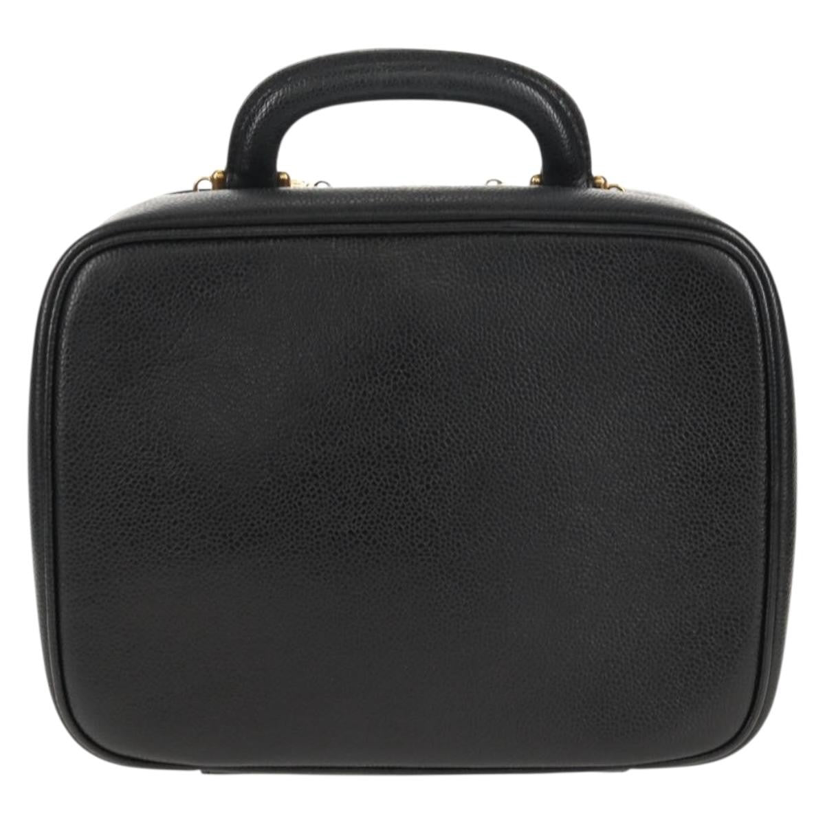 Chanel Vintage Timeless Zip Around Vanity Case Caviar Black Leather Clutche & Pouche Bag (Pre-Owned)
