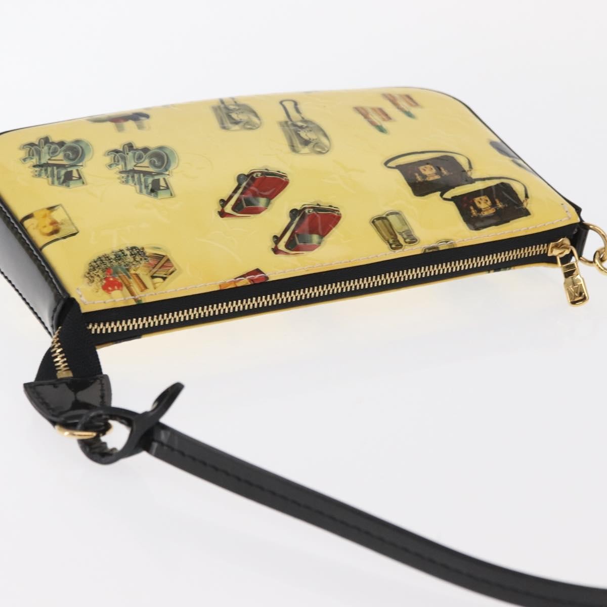 Louis Vuitton Pochette Accessoires Nm Limited Edition Stickers Monogram Vernis Yellow Patent_Leather Clutche & Pouche Bag (Pre-Owned)